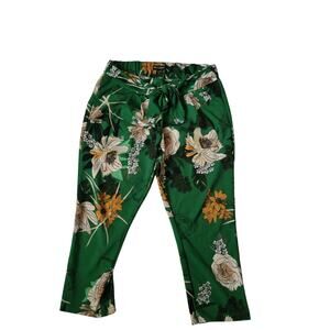 Like An Angel green floral stretchy plus size 1X pants bright‎ tie front